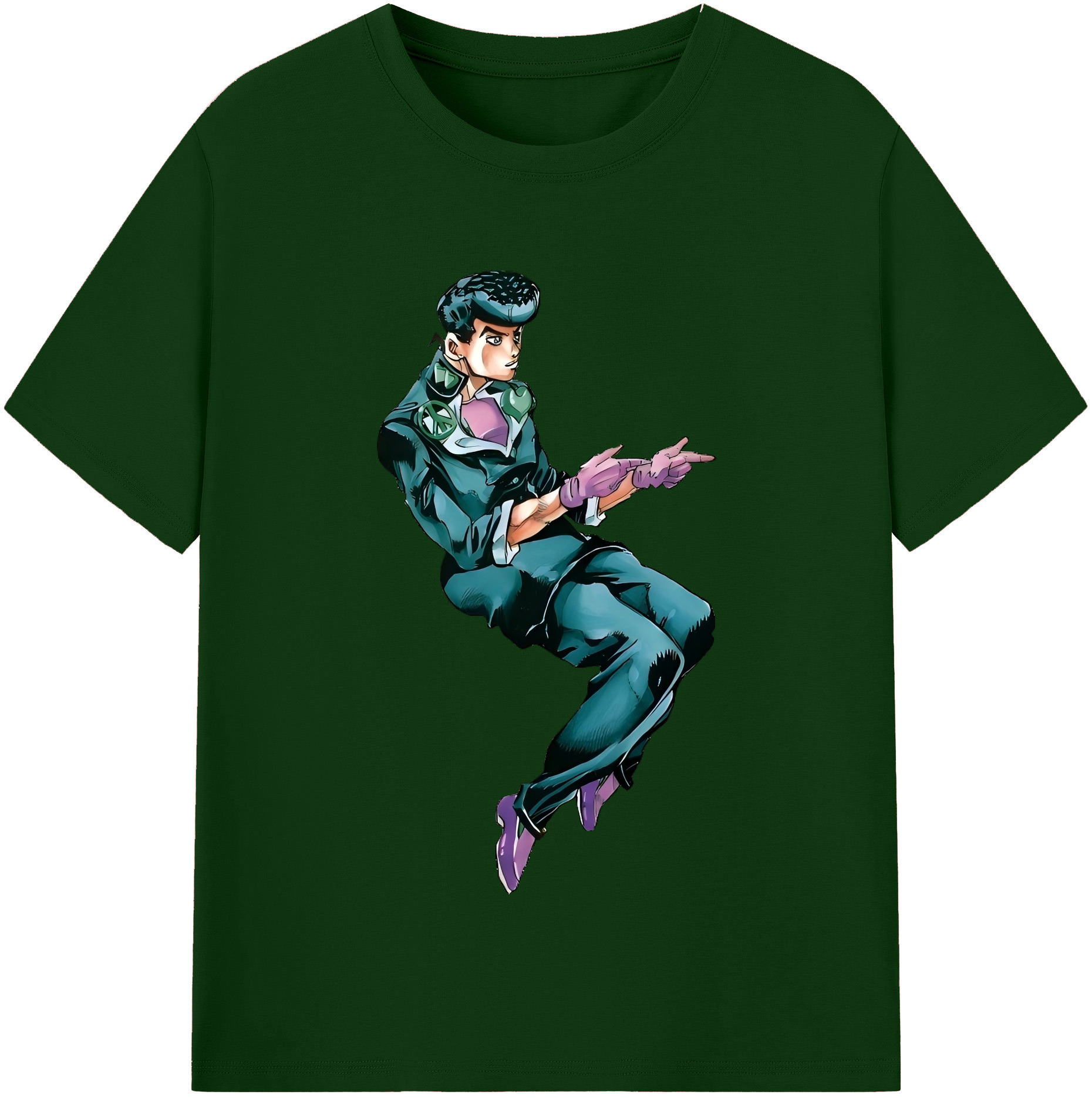 （画像用） ジョジョの奇妙な冒険 ひがしかた じょうすけ JoJo's Bizarre Adventure Higashikata Josuke 綿100％半袖Tシャツ（フロントプリント）